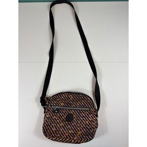 Kipling Small Crossbody Shoulder Bag Chevron Print Nylon Travel Purse